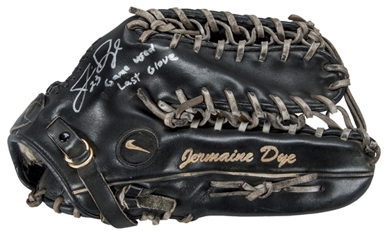 2009 Jermaine Dye Game Used and Signed Nike Pro Gold 1306 Fielders Glove- Last Glove Worn (Dye LOA)